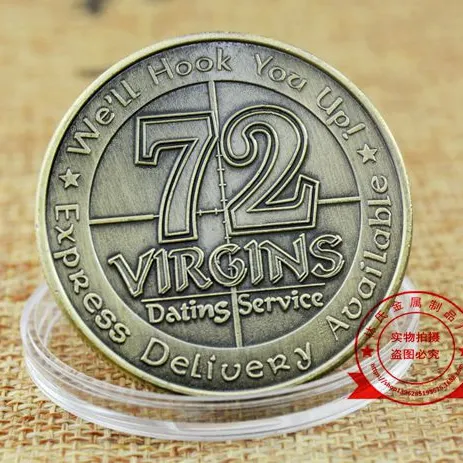 लोक कला शैली अमेरिका प्राचीन कांस्य 72 virgins सैन्य समुद्री सिक्का