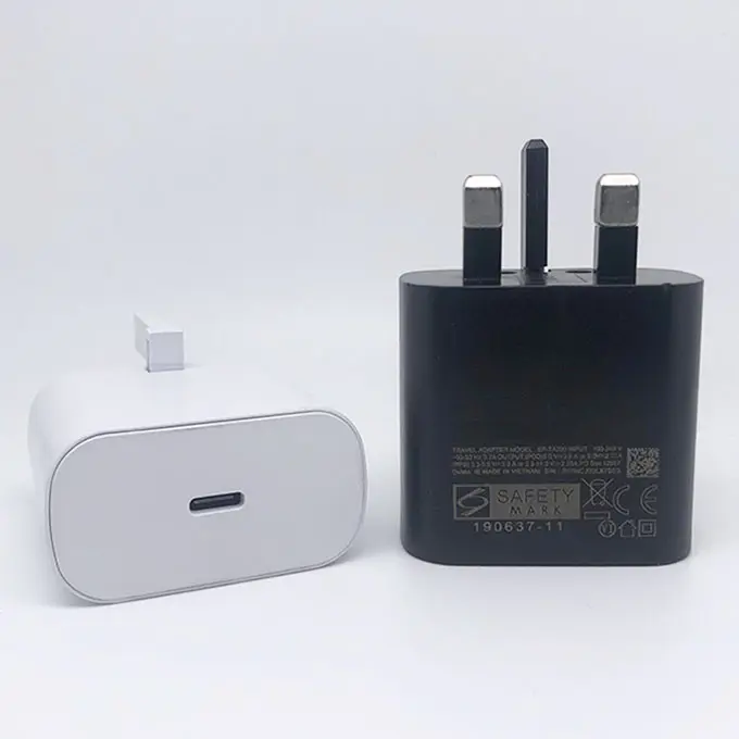 सैमसंग नोट 20 S21 अल्ट्रा S22 चार्जर प्लग के लिए मूल 25W PD चार्जिंग एडाप्टर यूएस ईयू यूके प्लग फास्ट चार्जिंग यूएसबी-सी वॉल एडाप्टर