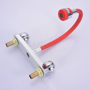 Robinet <span class=keywords><strong>mitigeur</strong></span> <span class=keywords><strong>eau</strong></span> chaude et froide 8 pouces en plastique à double poignée, à double trou, à montage sur comptoir, avec cartouche céramique, rouge, économiseur sanitaire - Product Image 5