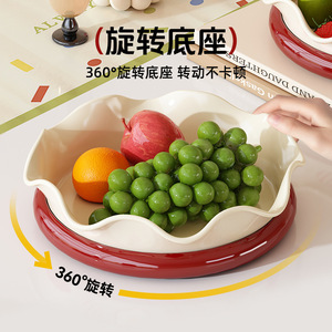 <b>Petal</b> Fruit Platter Rotatable Vintage Style Plastic Dish For Kitchen And Living Room Party Use - Product Image 3