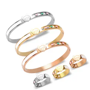 Lage Prijs Roestvrijstalen Sieraden Set Voor Altijd Liefde Gevuld Hart Ontwerp Armband Ring Sieraden Set