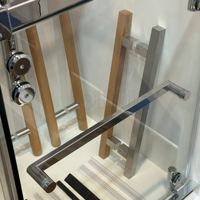 Kit de porte de douche coulissante en acier inoxydable 304 pour petite salle de bain, système de porte de douche avec rails et quincaillerie