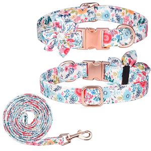 <span class=keywords><strong>Collar</strong></span> de gato y perro estampado colorido con hebilla dorada Correas y collares de poliéster de lujo para mascotas con nudo de flor extraíble - Product Image 5