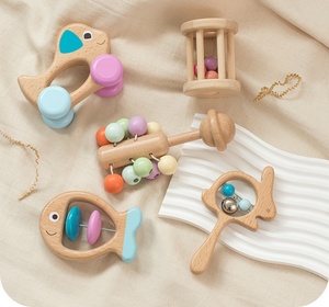 Wholesale Wooden Colorful Hand Shake Bell Five-Piece Baby Bed Rattles Music Early Education Soothing <b>Musical</b> <b>Instrument</b> Toy - Product Image 2