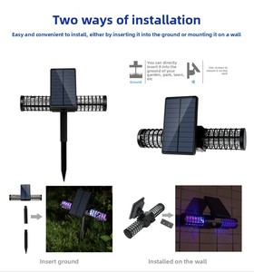 เครื่องดักแมลงพลังงานแสงอาทิตย์แบบรักษ์โลก 1200V กำลังไฟสูง กำจัดยุง กันน้ำ IP65 แสง UV 365nm ชาร์จ USB ได้ - Product Image 5