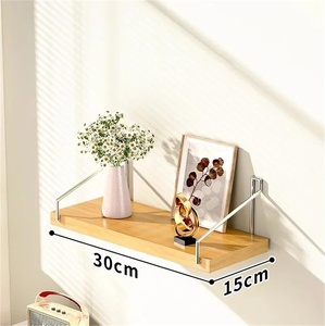 Particiones rectas montadas en la pared no perforadas Estantes de almacenamiento de madera suspendidos Estanterías para libros montadas en la pared Estantes de cocina - Product Image 2