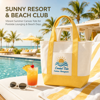 Sac fourre-tout en toile personnalisé brodé, style club de bord, nautique, avec poche avant, idéal pour les vacances à la plage et le shopping