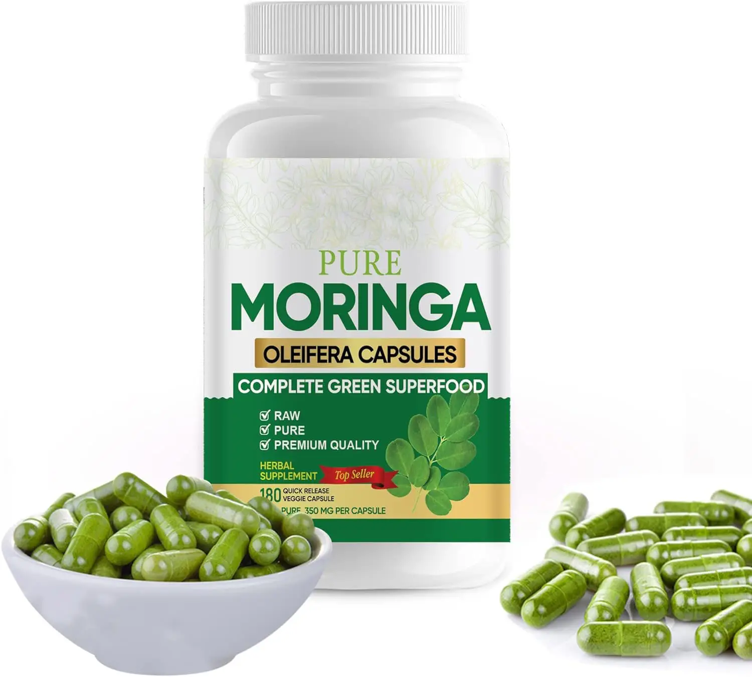 Fornecimento de fábrica preço de atacado cápsulas de Moringa em pó orgânico puro a granel 500 mg cápsulas de Moringa