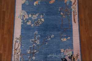 Tapis turc Oushak en coton bleu fait à la main 5x6 pieds tapis de chambre taille personnalisée disponible prix de gros de teinture végétale - Product Image 6