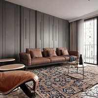 Ensemble de canapés de salon en cuir véritable contemporain italien Bauhaus 3 places modulable avec pieds en acier inoxydable pour hôtel et bureau