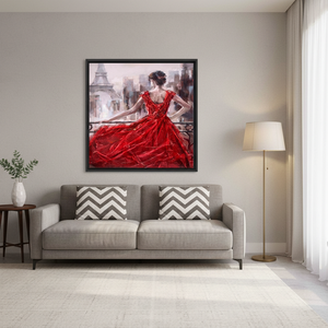 Elegant Printed <b>Canvas</b>: Woman in Red Dress Art,BLACK <b>FRAMED</b> <b>CANVAS</b> - Product Image 3