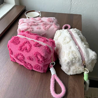 Trousse de Maquillage en Velours Doux et Peluche Grande Capacité avec Logo Personnalisé, Sac Cosmétique en Coton Moelleux, Nouveauté 2026, Vente Chaude