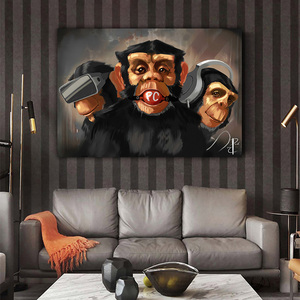 <span class=keywords><strong>Divertenti</strong></span> scimmie dipinti su tela <span class=keywords><strong>divertenti</strong></span> poster di animali Gorilla e stampe moderne <span class=keywords><strong>immagini</strong></span> di arte della parete per la decorazione della casa del soggiorno - Product Image 4