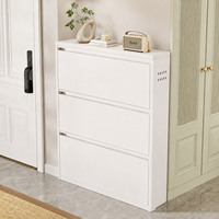 ASSOC Meuble à chaussures étroit et écologique, 3-4 niveaux, peu encombrant, en acier, avec compartiments inclinables, organisateur de chaussures moderne pour entrée d'appartement