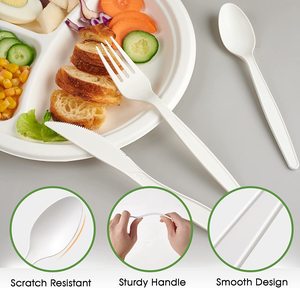 Thực Phẩm An Toàn 100% Phân Hủy Sinh Học Cpla Muỗng Nĩa Và Dao Dao Kéo Trong Màu Đen - Product Image 4