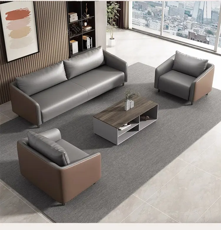 Wholesale office leather gray corner sofa living room furniture