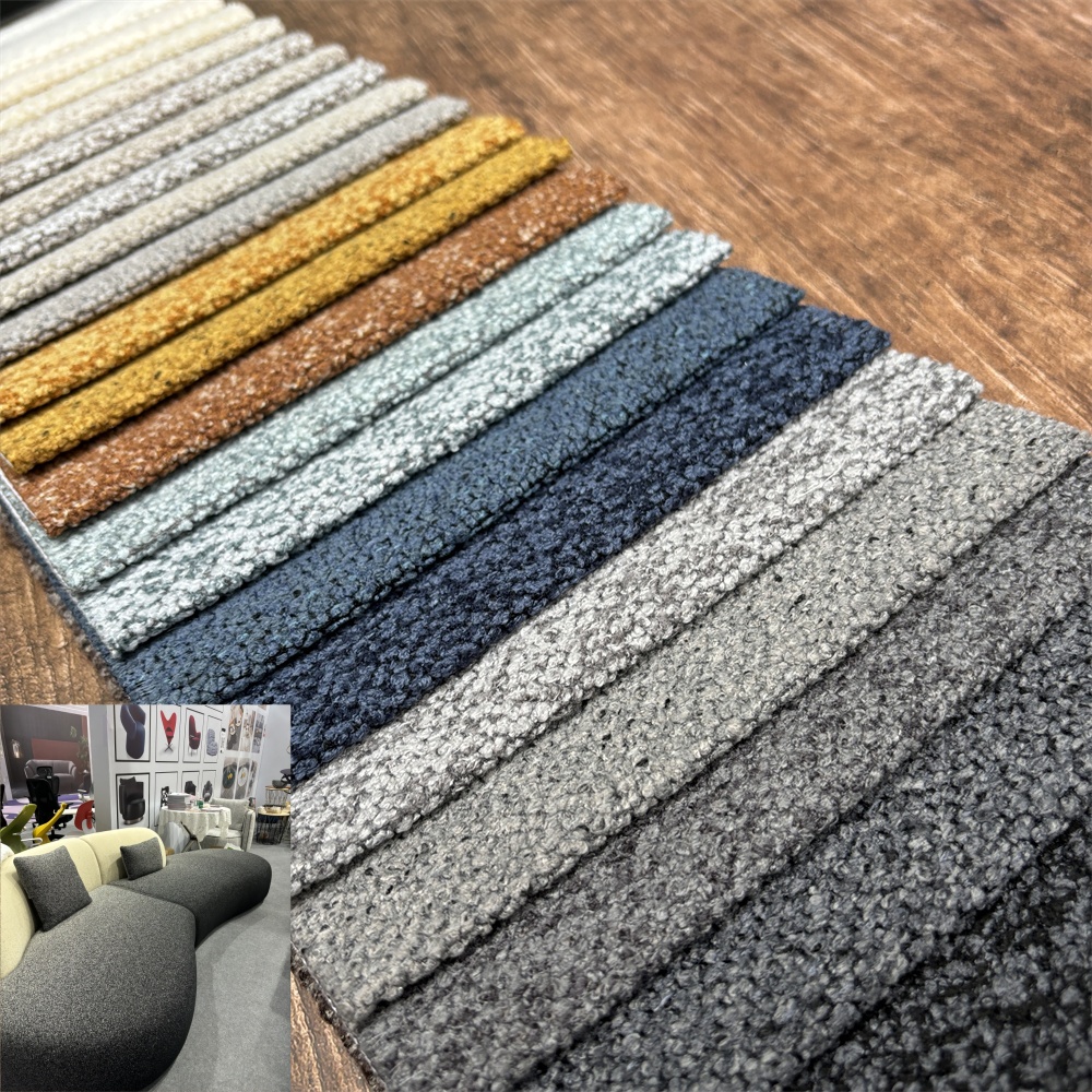 Wholesale Eco-friendly Cheap Loop Yarn woven mixed color Fabric for Sofa Furniture honey