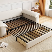 Luxuriöses Ledersofa-Bett Modernes Konvertierbares Schlafsofa Gänsedaunen-Gefüllte Polstercouch Wohnzimmermöbel