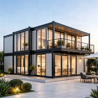 Maison conteneur préfabriquée modulaire extensible à double étage et double aile, ignifuge et étanche, pour usage résidentiel et bureaux - Vente en gros