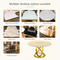 Table de réception moderne en acier inoxydable doré avec plateau en marbre, mobilier d'hôtel, salle à manger, salon, événement, salle de banquet