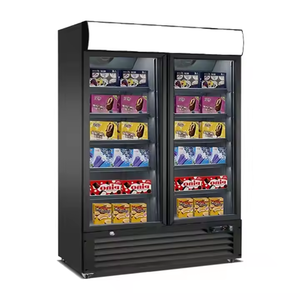 Vitrine de supermarché, congélateur vertical, éclairage LED, refroidisseur d'air, réfrigérateur commercial à porte vitrée Low-E à température unique - Product Image 1