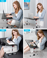 Tablette pour ordinateur portable SAIJI pour lit, pliable et réglable, table pour ordinateur portable noire, plateau de lit pour bureau à domicile, table d'étude