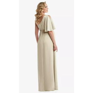 open lace back dress Elegant One-Shoulder Cape Sleeve Soft Mesh Maternity Dress Photoshoot   yewendress