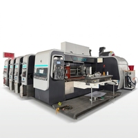 Machine automatique industrielle de fabrication de boîtes en carton ondulé avec impression flexographique 3, 4 ou 5 couleurs, découpe et rainurage