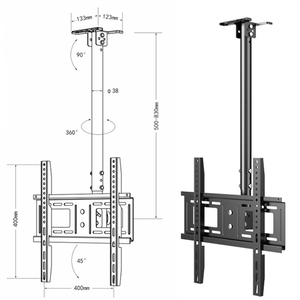 Support de montage au plafond TV de qualité commerciale pour restaurants et hôpitaux Conception rabattable mince Charge 110lbs Fit 26-77 pouces Écrans - Product Image 4