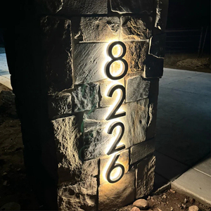 Customized <b>Led</b> Backlit Hotel Room <b>Number</b> Signage Stainless Steel <b>LED</b> Illuminate Address House <b>Number</b> Signs - Product Image 5