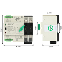 Commutateur de transfert automatique monophasé 2P PC ATS sur rail DIN, double alimentation, pour système solaire photovoltaïque, CE