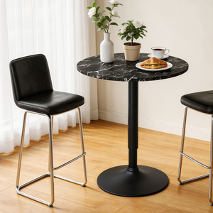 <span class=keywords><strong>Table</strong></span> de bistrot ronde réglable de 70-91 cm avec plateau en marbre noir, <span class=keywords><strong>pivotante</strong></span> à 360°, <span class=keywords><strong>table</strong></span> haute pour café et maison - Product Image 5