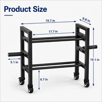Support de rangement mobile CooSport Fitness à double niveau pour haltères et barres, largeur réglable, sur roulettes, pour salle de sport à domicile