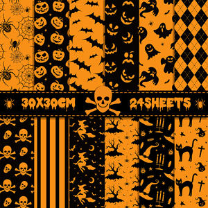 WW193 Halloween thème Scrapbook papier Orange citrouille <span class=keywords><strong>fond</strong></span> papier pour salle de classe <span class=keywords><strong>tableau</strong></span> <span class=keywords><strong>noir</strong></span> Journal fournitures - Product Image 2