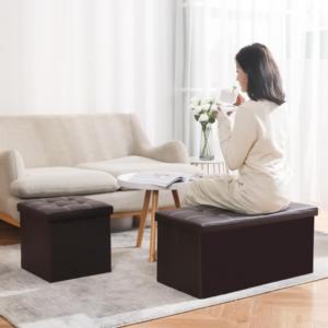 <span class=keywords><strong>Banc</strong></span> de rangement pliable moderne <span class=keywords><strong>en</strong></span> cuir <span class=keywords><strong>PVC</strong></span> écologique 76*38*38cm, pouf pour chambre à coucher, entrée, salon, maison - Product Image 3