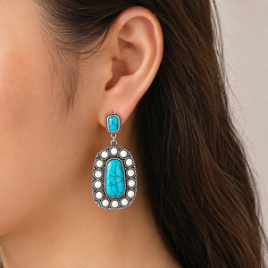 Orecchini Pendenti Vintage Blu-Verde, Gioielli Artistici di Moda per Donne - Product Image 2