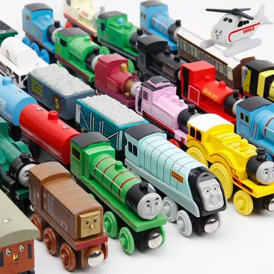 Montessor bebek eğitici çocuklar ahşap thomas oyuncak trenler ahşap manyetik mini thomas ahşap tren seti oyuncak
