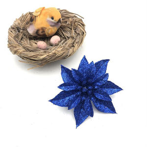 Flores Navideñas Artificiales de Poinsettia de 7.5cm, Ecológicas, de Alta Calidad, con Brillantina, Decoraciones Navideñas, <span class=keywords><strong>Precio</strong></span> de Mayoreo, Gran Venta - Product Image 3