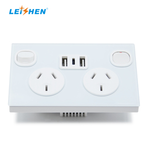 Leishen bán buôn toàn cầu Mark SAA Aust tiêu chuẩn 2 AC tường ổ cắm 240V/10A 2usba-a + Type-C USB GPO Power Point với Glass faceplate - Product Image 2