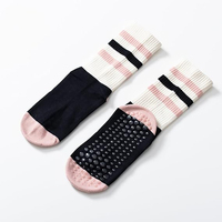 Chaussettes de yoga en coton antidérapantes en silicone pour femmes, chaussettes de Pilates, logo personnalisé, fitness, sport, respirantes, chaussettes de danse