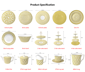 Juego <span class=keywords><strong>de</strong></span> Platos <span class=keywords><strong>de</strong></span> Porcelana Europea con Borde Dorado, Serie Sun, Vajilla <span class=keywords><strong>de</strong></span> Lujo, Apta para Alimentos, Libre <span class=keywords><strong>de</strong></span> BPA, Personalizable, Elegante para el Hogar - Product Image 6