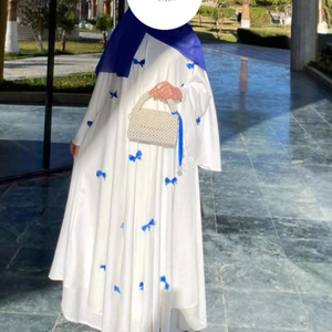 Polyester Luxury Butterfly MAXI Abaya Dress Middle Eastern Arab Women Modest Long <strong>Robe</strong> Casual Spring Summer Autumn One Size - Product Image 1