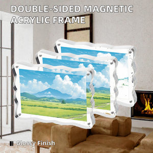 Tùy chỉnh rõ ràng từ Acrylic hình ảnh khung hai mặt hiển thị Rack với sò điệp cạnh hình ảnh cầm tay đứng - Product Image 2