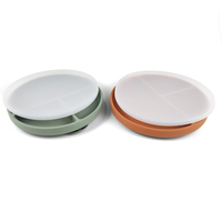 Assiette en Silicone de qualité alimentaire pour enfants avec couvercle en Silicone pour bébé