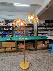F92 Decorative Post Brass Luxury Palm Tree <strong>Gold</strong> Floor <strong>Standing</strong> <strong>Lamp</strong> for Home Living Room - Product Image 3