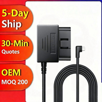 Câble adaptateur OBD 5V 2.5A avec détection ACC pour caméra embarquée, câble d'alimentation OBD2 vers USB-C en cuivre 3 conducteurs avec protection basse tension