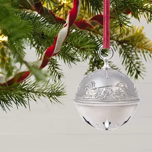 Small Size Jingle Bell For Christmas Party Decorations Christmas Tree Ornaments Metal Ball Bell With Santa Clause Patter