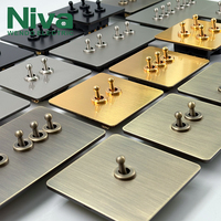 Niva Panel baja tahan karat UK, sakelar sakelar sakelar standar Inggris dan soket lampu dinding elektrik 2 Gang 2 arah