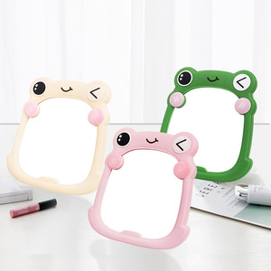 Frog Shaped Makeup Mirror Pink Beige Green Folding Desktop Cosmetic Mirror For Makeup Touch Up Student Dormitory Use - Product Image 1