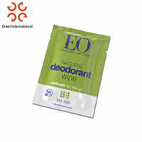 Lingettes déodorantes naturelles OEM, huile essentielle d'arbre à thé, emballage individuel, lingettes biodégradables